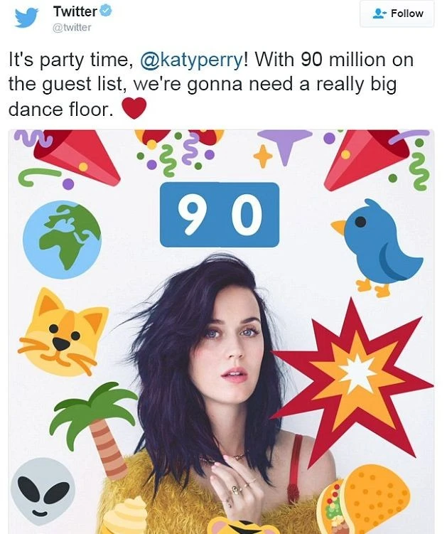 Социальная сеть Twitter Кэти Перри установил новый рекорд по количеству фолловеров