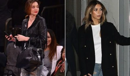 Миранда Керр и Ким Кардашян в джинсах Saint Laurent