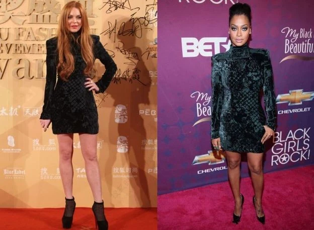 Линдси Лохан и Лала Энтони в платье Balmain