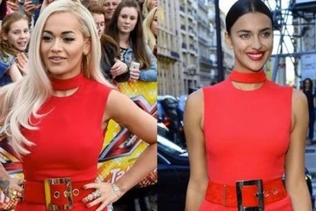 Ирина Шейк и Рита Ора в платье Atelier Versace