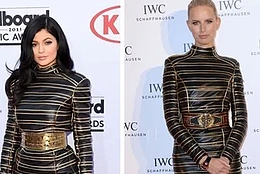 Кайли Дженнер и Каролина Куркова в платье Balmain