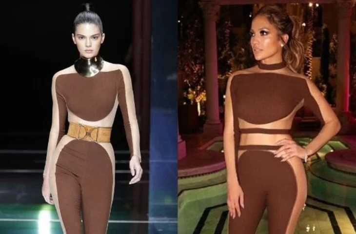Дженнифер Лопес и Кендалл Дженнер в комбинезоне Balmain