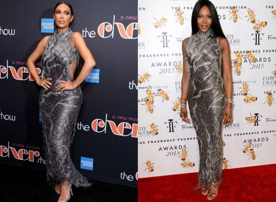 Наоми Кэмпбелл и Ким Кардашян в платье Atelier Versace