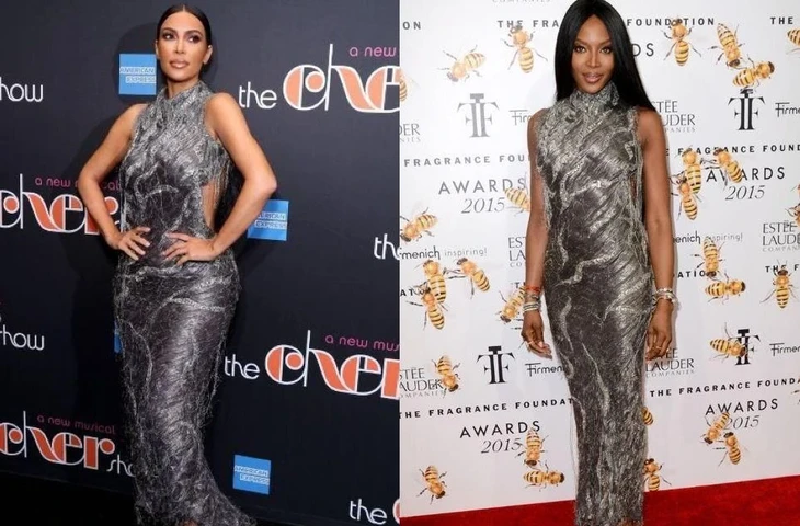 Наоми Кэмпбелл и Ким Кардашян в платье Atelier Versace