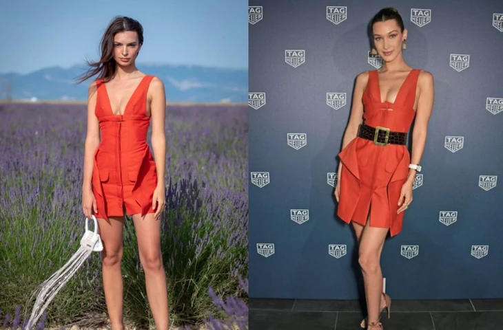 Белла Хадид и Эмили Ратаковски в платье Jacquemus