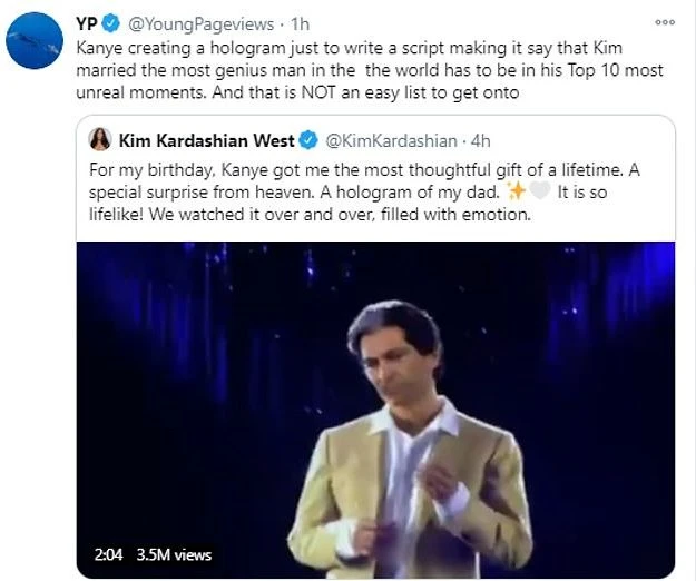 Ким Кардашян получила в подарок на день рождения голограмму отца, и в сети уже шутят по этому поводу