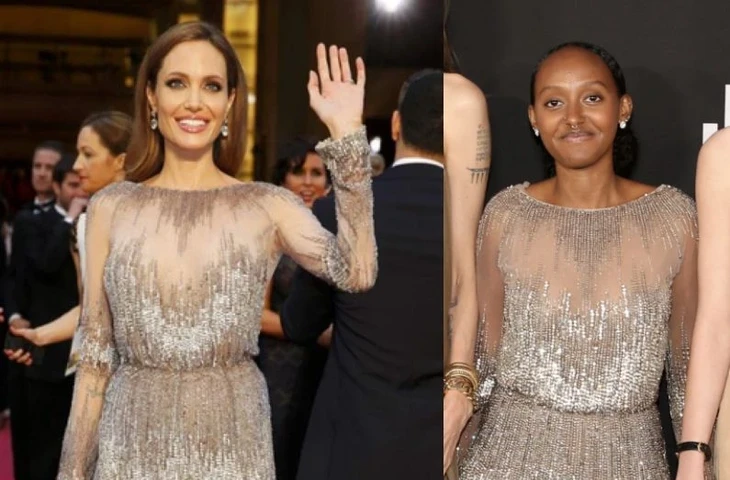 Анджелина Джоли и Захара Джоли-Питт в платье Elie Saab