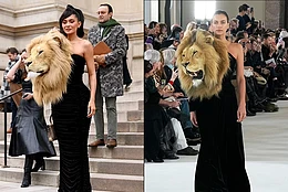 Кайли Дженнер и Ирина Шейк в одинаковых платьях с головой льва