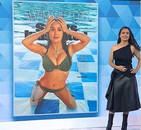58-летняя Сальма Хайек появилась на обложке Sports Illustrated Swimsuit Issue и представила её во вторник в утреннем шоу.