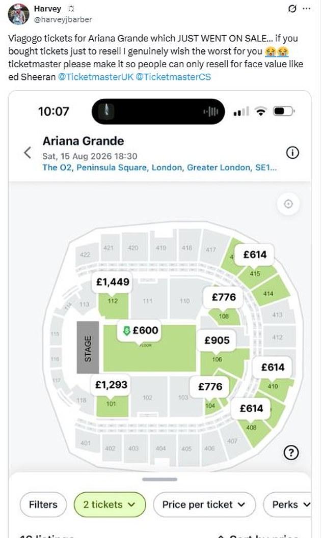 «Тем, кто купил только что вышедшие билеты Viagogo на Ариану Гранде ради перепродажи, искренне желаю худшего», — заявил один человек.