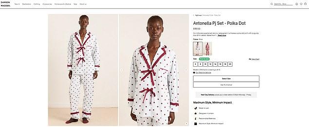 По словам Лайвли, пижаму 'Antonella Pj Set - Polka Dot' создал лондонский бренд DAMSON MADDER.