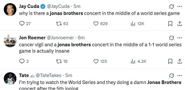Субботнее выступление Jonas Brothers разочаровало бейсбольных фанатов.