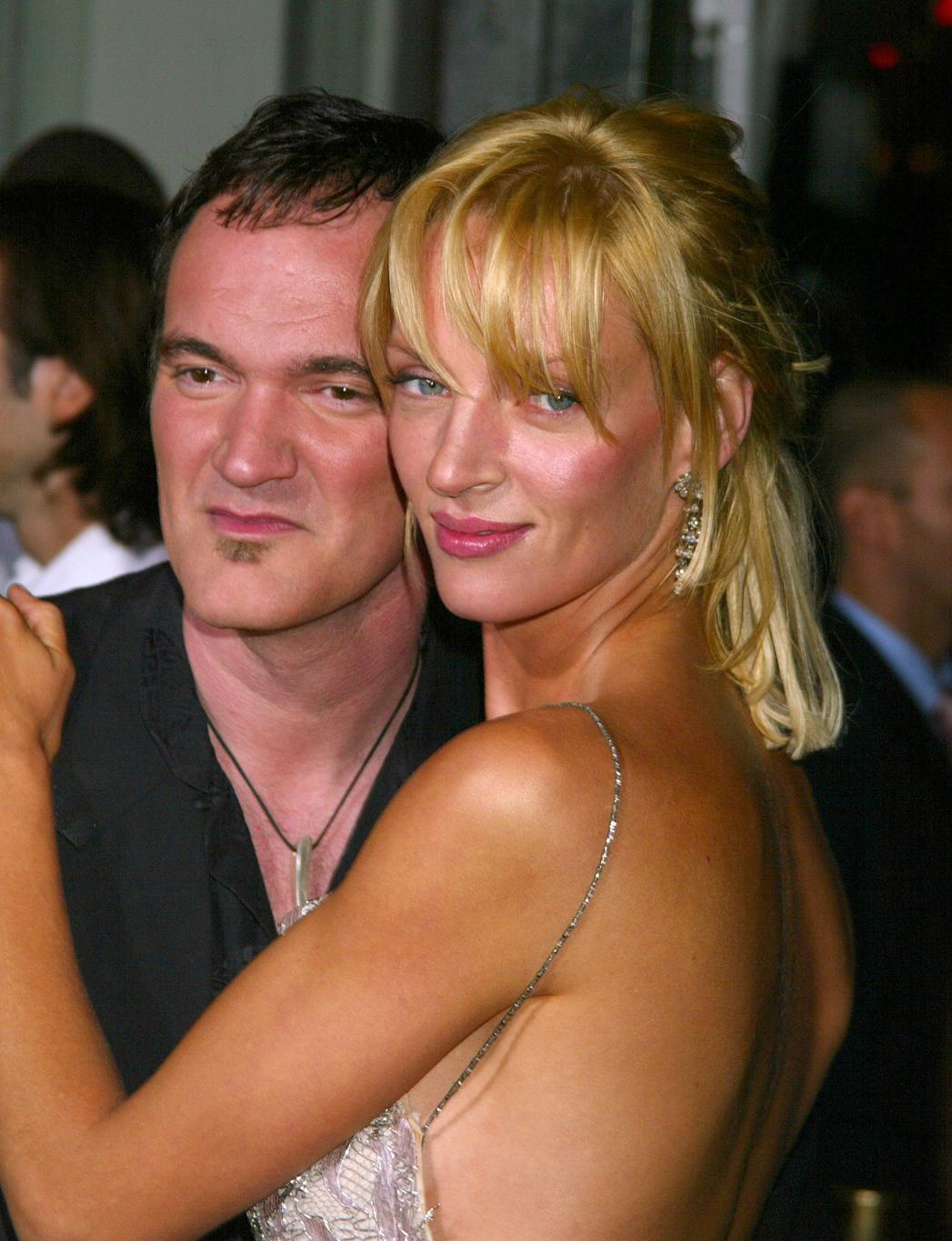 Квентин Тарантино и Ума Турман на торжественной премьере «Убить Билла. Том 1».