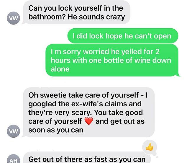 Чжоу утверждает: Реннер напился и был агрессивен на встрече 20 августа. Испугавшись, Чжоу заперлась, но затем подтвердила свою безопасность.