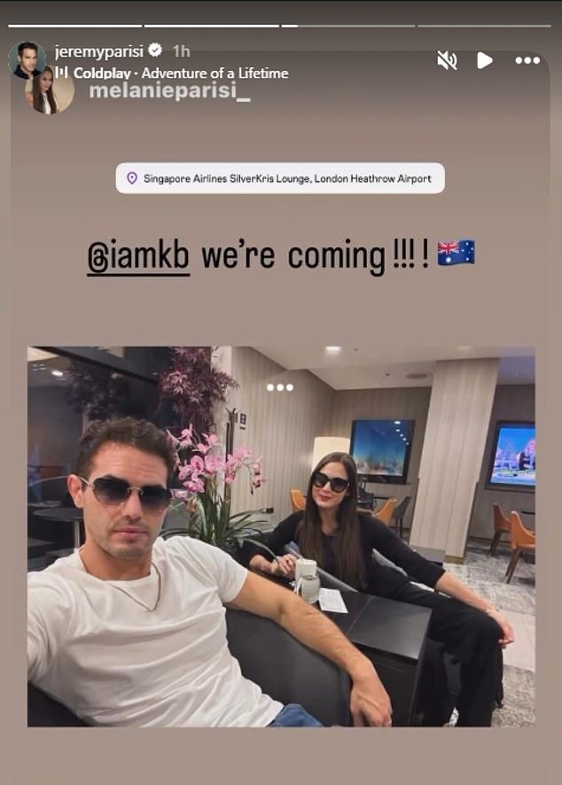 Муж Келли Брук, Джереми Паризи, полетел в Австралию в понедельник, чтобы лично поддержать её, пока она борется в джунглях «Я знаменитость».