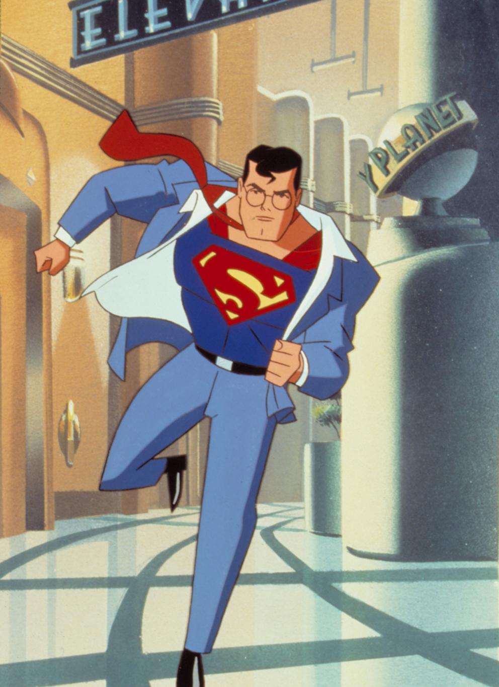 Иллюстрация: Супермен трансформируется, снимая костюм Кларка Кента и облачаясь в супергеройский наряд.