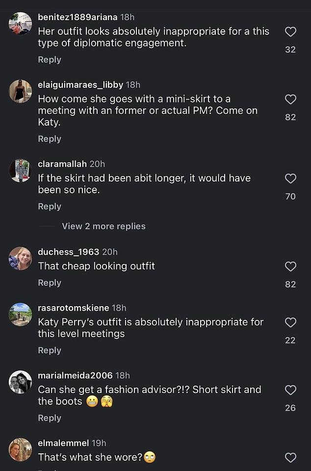 «Миниюбка явно неуместна для такого события», — написал фанат в Instagram. «Ей не подсказали дресс-код?» — недоумевал другой.