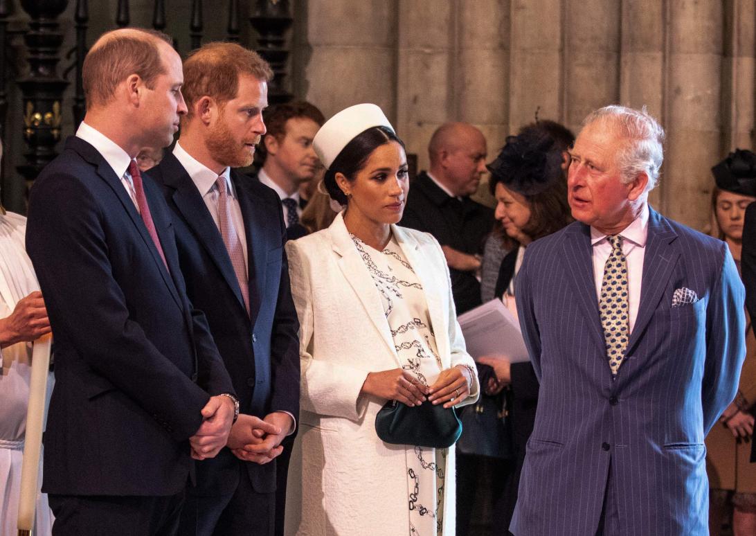 Принцы Уильям, Гарри, Меган Маркл и принц Чарльз на службе в День Содружества.