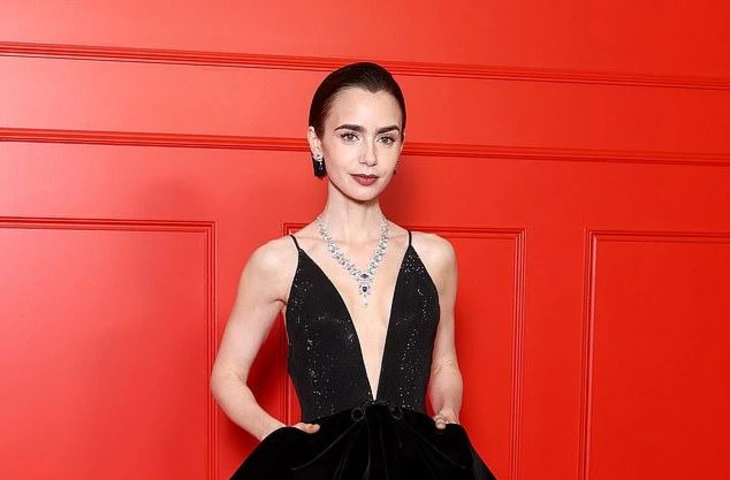 Лилли Коллинз, Минни Драйвер и Эшли Парк на мировой премьере пятого сезона «Эмили в Париже»