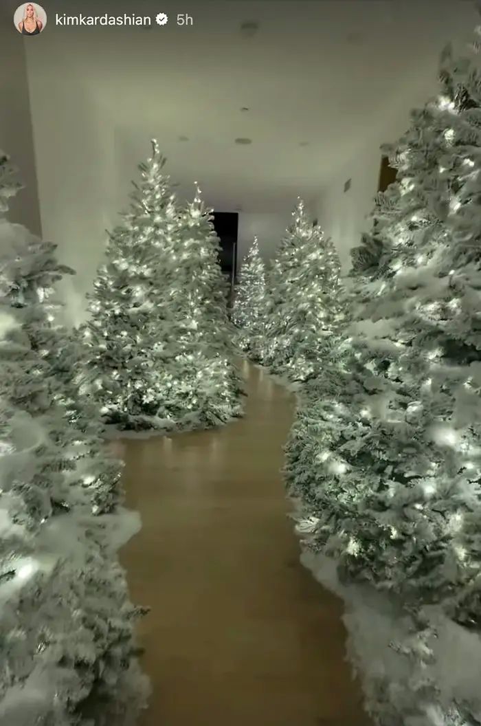 Лес в коридоре: Ким Кардашьян раскритиковали за «безвкусный» и «избыточный» новогодний декор