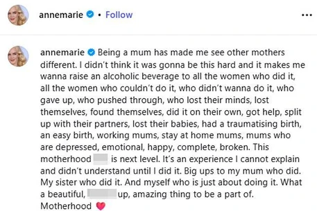Энн-Мари призналась, что материнство заставило ее по-новому взглянуть на других мам, в посте ко Дню матери, опубликованном в Instagram в воскресенье