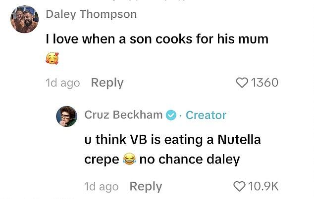 Круз Бекхэм ответил на едкое замечание тролля о разнице в возрасте с его девушкой Джеки Апостел, остроумно вспомнив о знаменитой диете своей матери