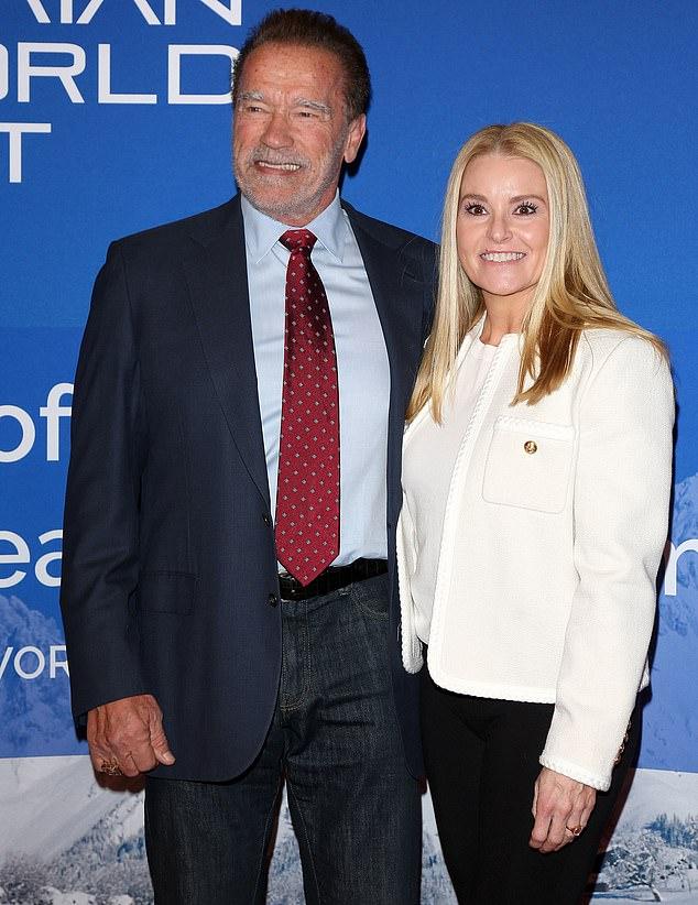 Шварценеггер и Миллиган на благотворительном ужине Austrian World Summit в Кицбюэле, Австрия, январь 2023.