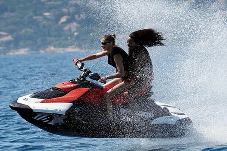 Bella Hadidcontinued her yachting adventures on the French Riviera on Sunday with a high-speed jet ski ride with her gal pal Fanny Bourdette-Donon