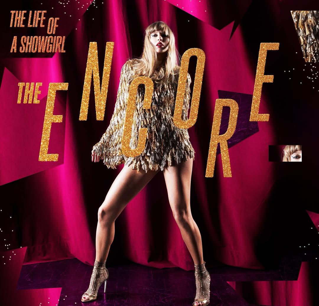 Тейлор Свифт в золотом платье с бахромой, "The Encore" и "The Life of a Showgirl".